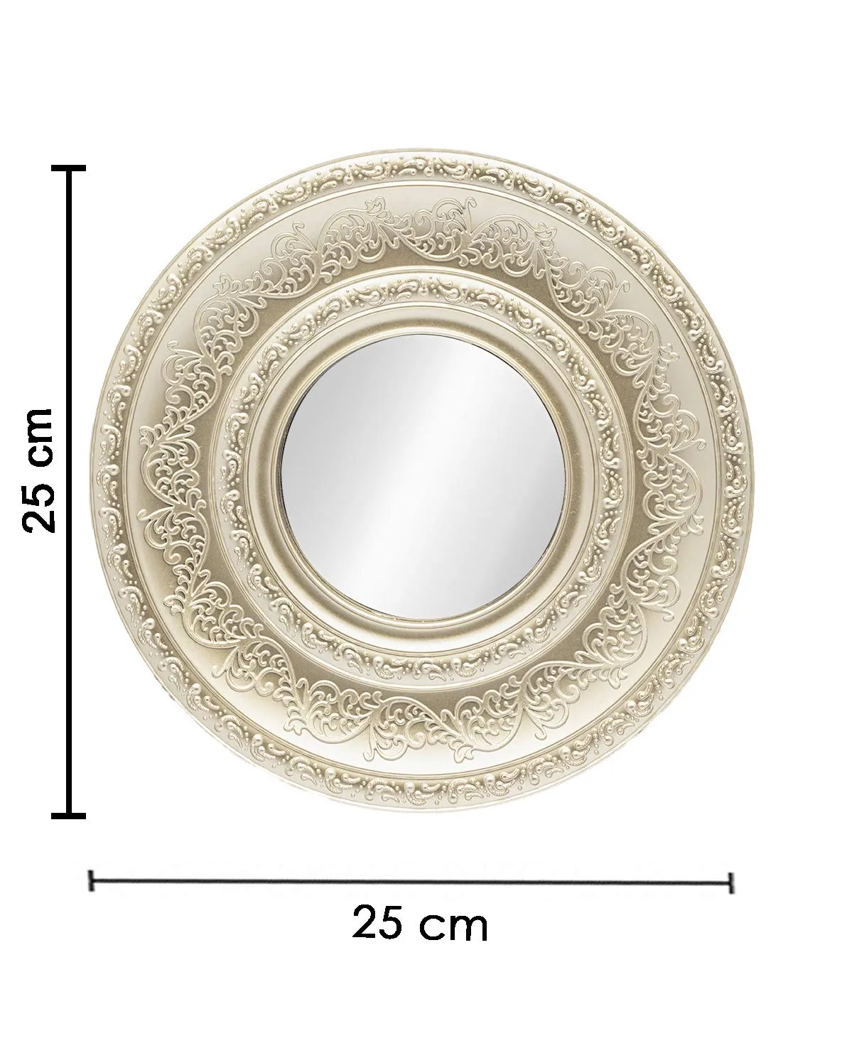 Market99 VON CASA Wall Mirror, Wall Décor, Antique Finish, Champagne Colour, Plastic, Set of 3