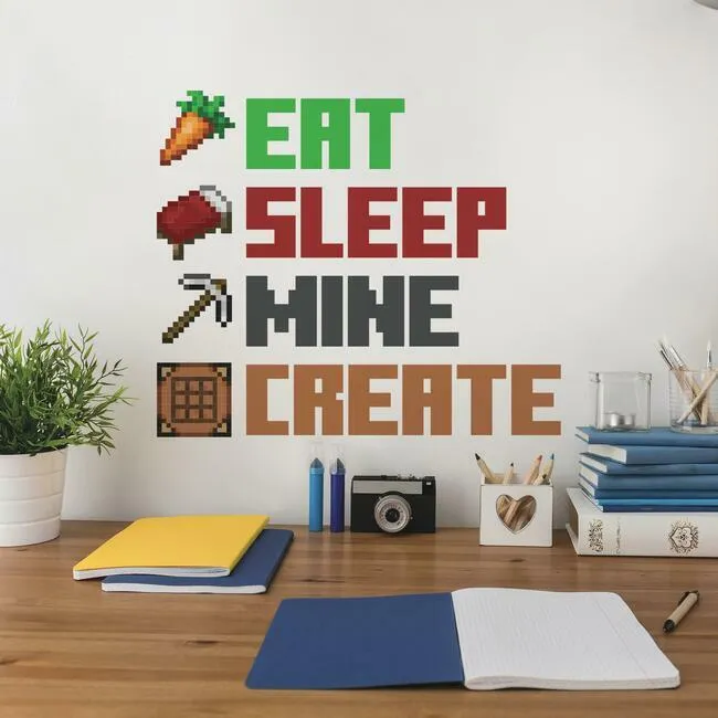 Minecraft Eat Sleep Mine Create Peel And Stick Wall Decals