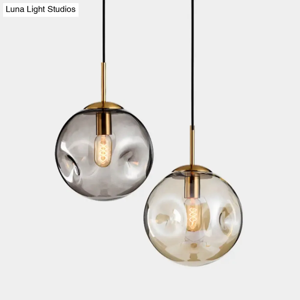 Modern Hand-blown Spherical Glass Hanging Pendant Light