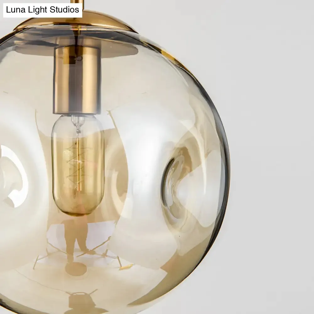 Modern Hand-blown Spherical Glass Hanging Pendant Light