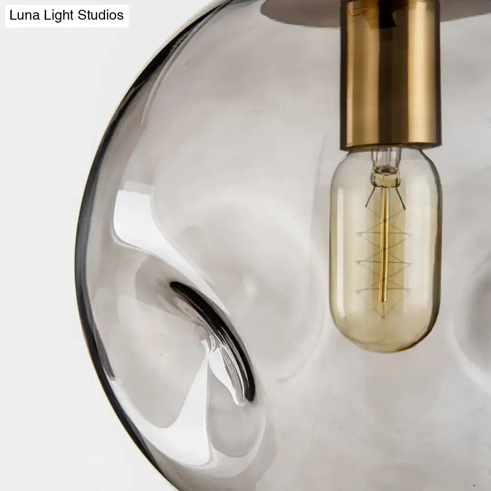 Modern Hand-blown Spherical Glass Hanging Pendant Light