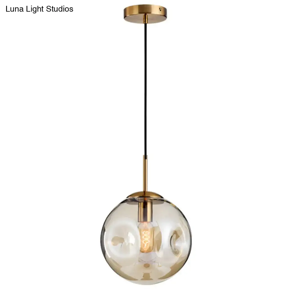 Modern Hand-blown Spherical Glass Hanging Pendant Light