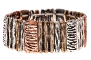 Multimetal Engraved Sticks Bars Bracelet