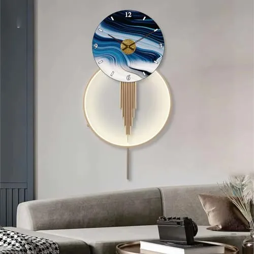 NEW ERA DESIGNS Modern Handmade Metal Wall Clock for Home Décor, Perfect for Bed Room/Living Room/Hotel/Restaurant (Multi) (Size: 30 x 15 Inch) (DE 2812 - A8)