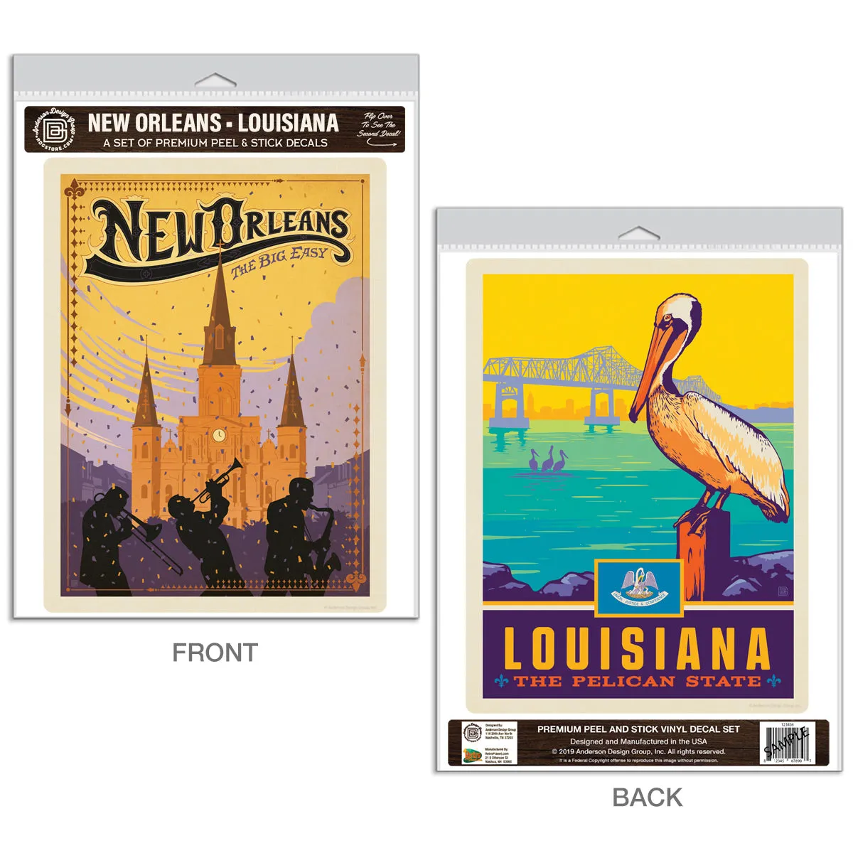 New Orleans Louisiana Big Easy Vinyl Decal Set of 2