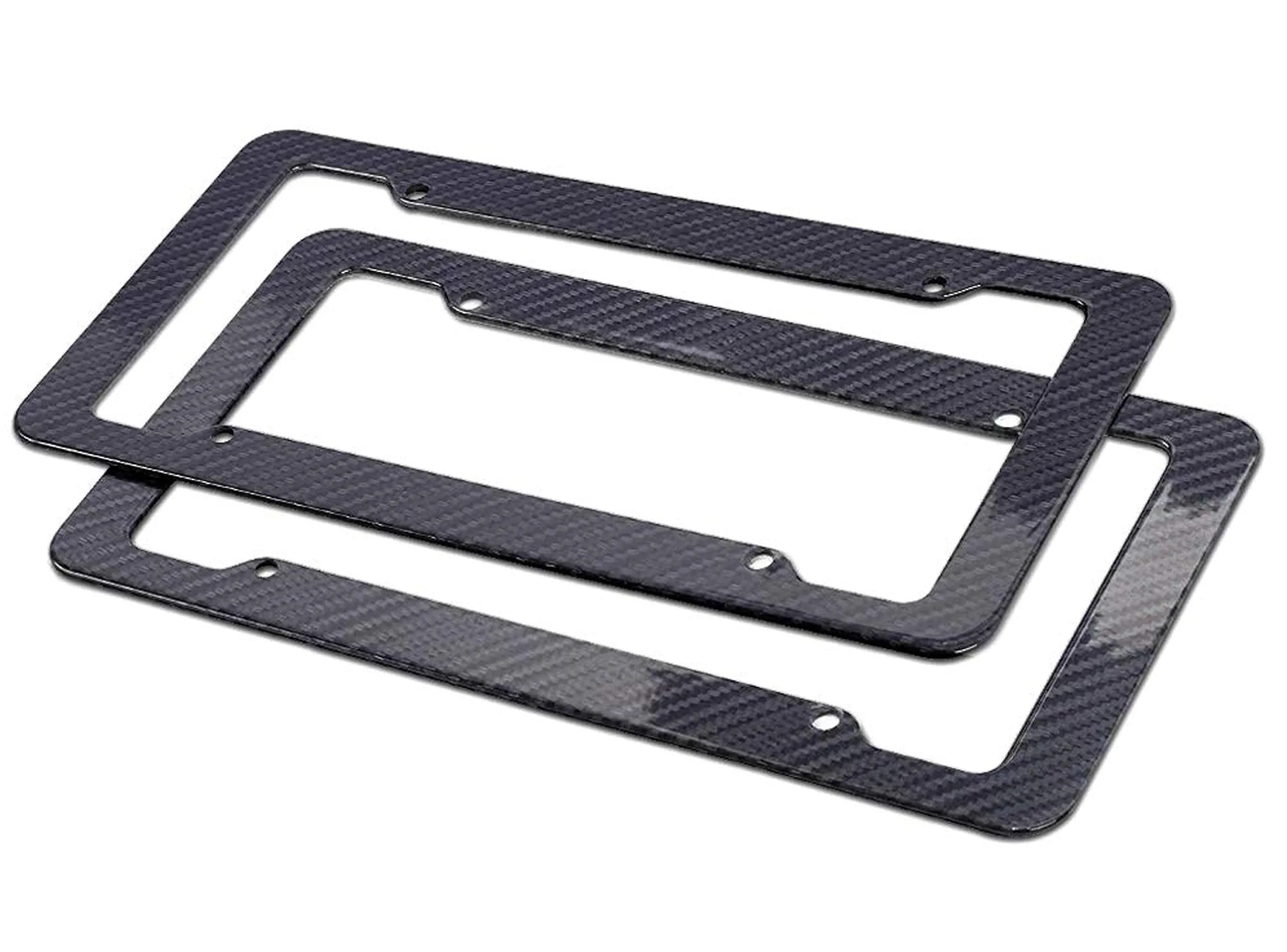 Noa Store Carbon Fiber Style License Plate Frames Front & Rear 2pc Set with Fasteners