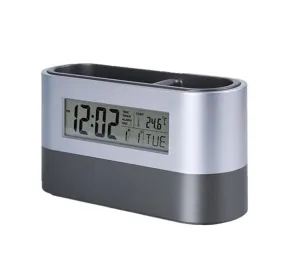 NXZ Oval Desk Stand Pen Holder Table Clock Office Decore Digital Clock Pen Holder