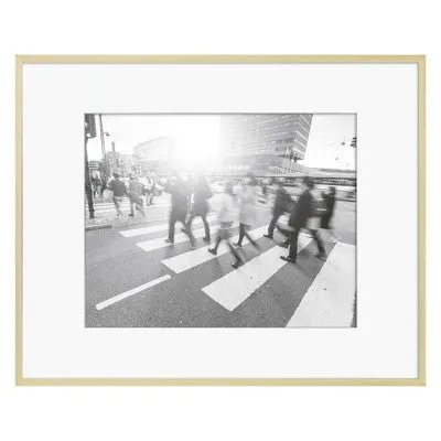 Open Box - 16.4" x 20.4" Matted to 11" x 14" Thin Metal Gallery Frame Brass