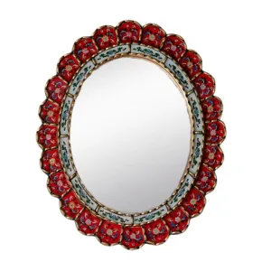 Oval Scallop Red Mirror