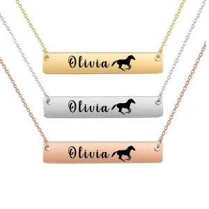 Personalized Horse Bar Necklace