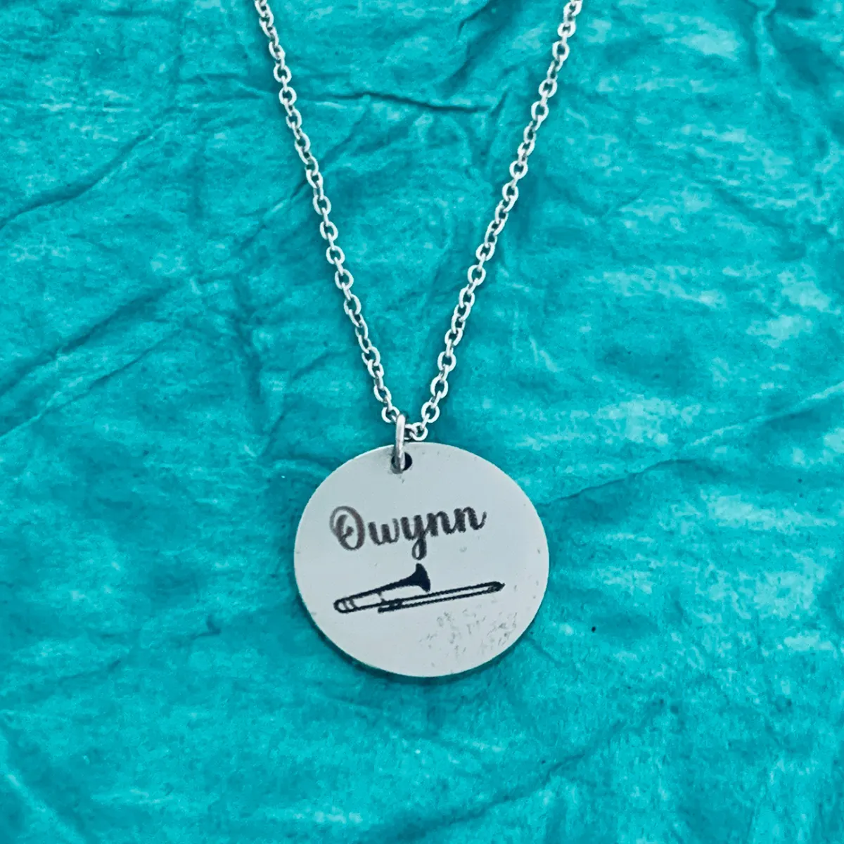 Personalized Trombone Charm Necklace