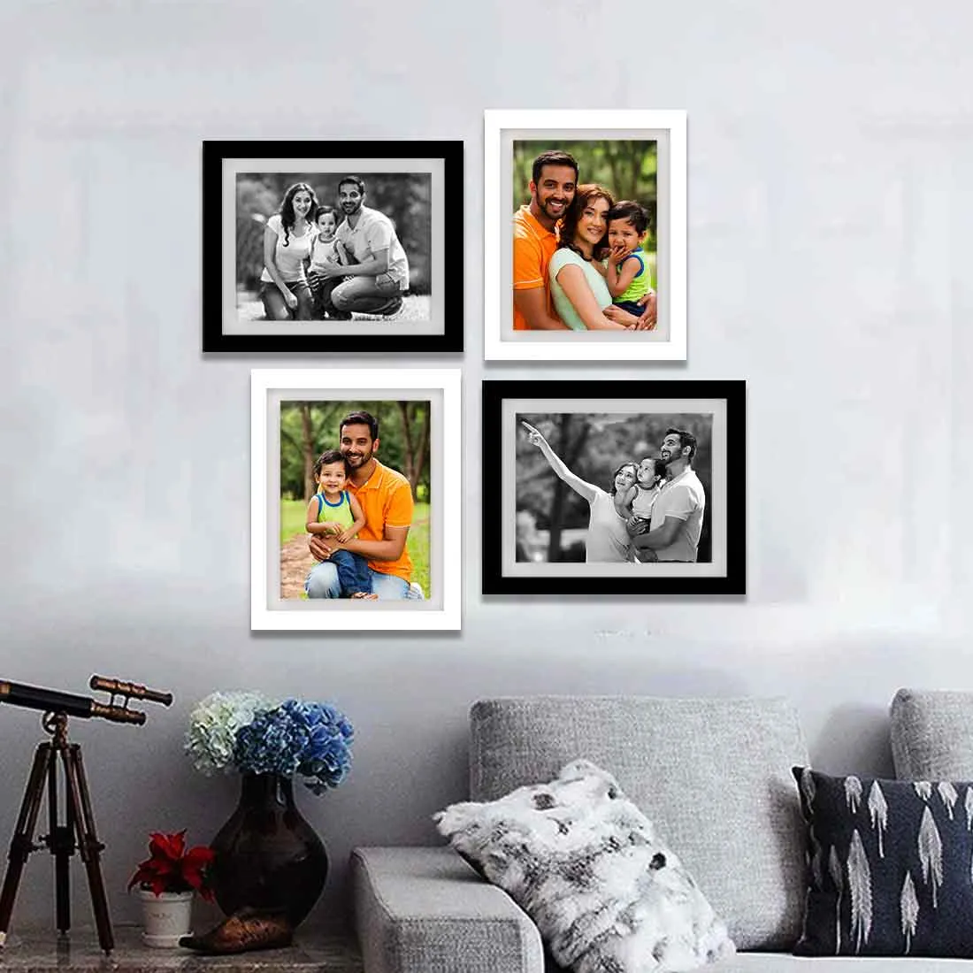 Photo Frame Black and White for Wall Personalized Picture Frame 8x10 Inch (Set of 4)