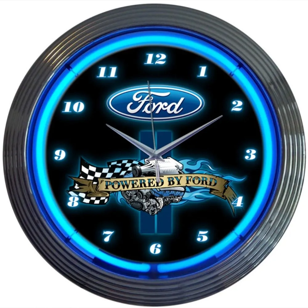 Powered By Ford Neon Clock