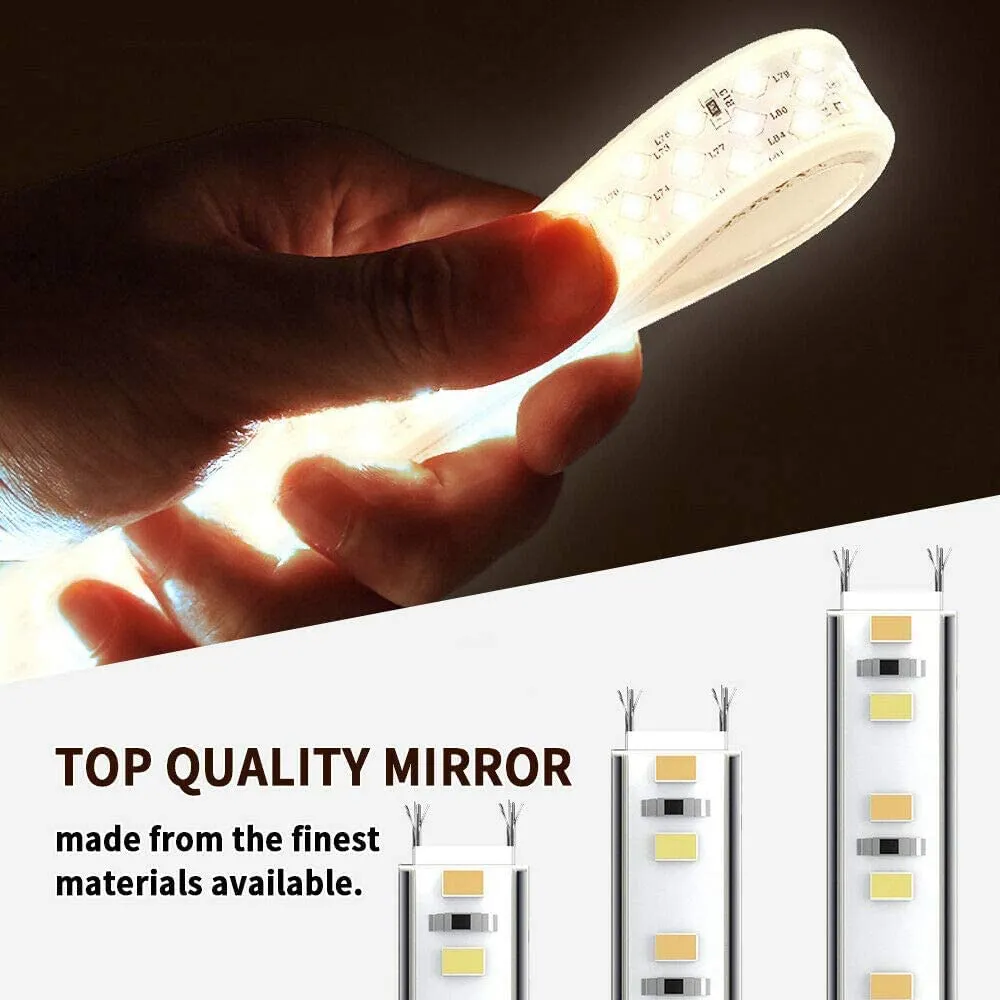 Quality Glass Bathroom LED Mirror with Touch Sensor, 3 Light Effects, Glass, Oval LED-29 (16 x 24 Inch)