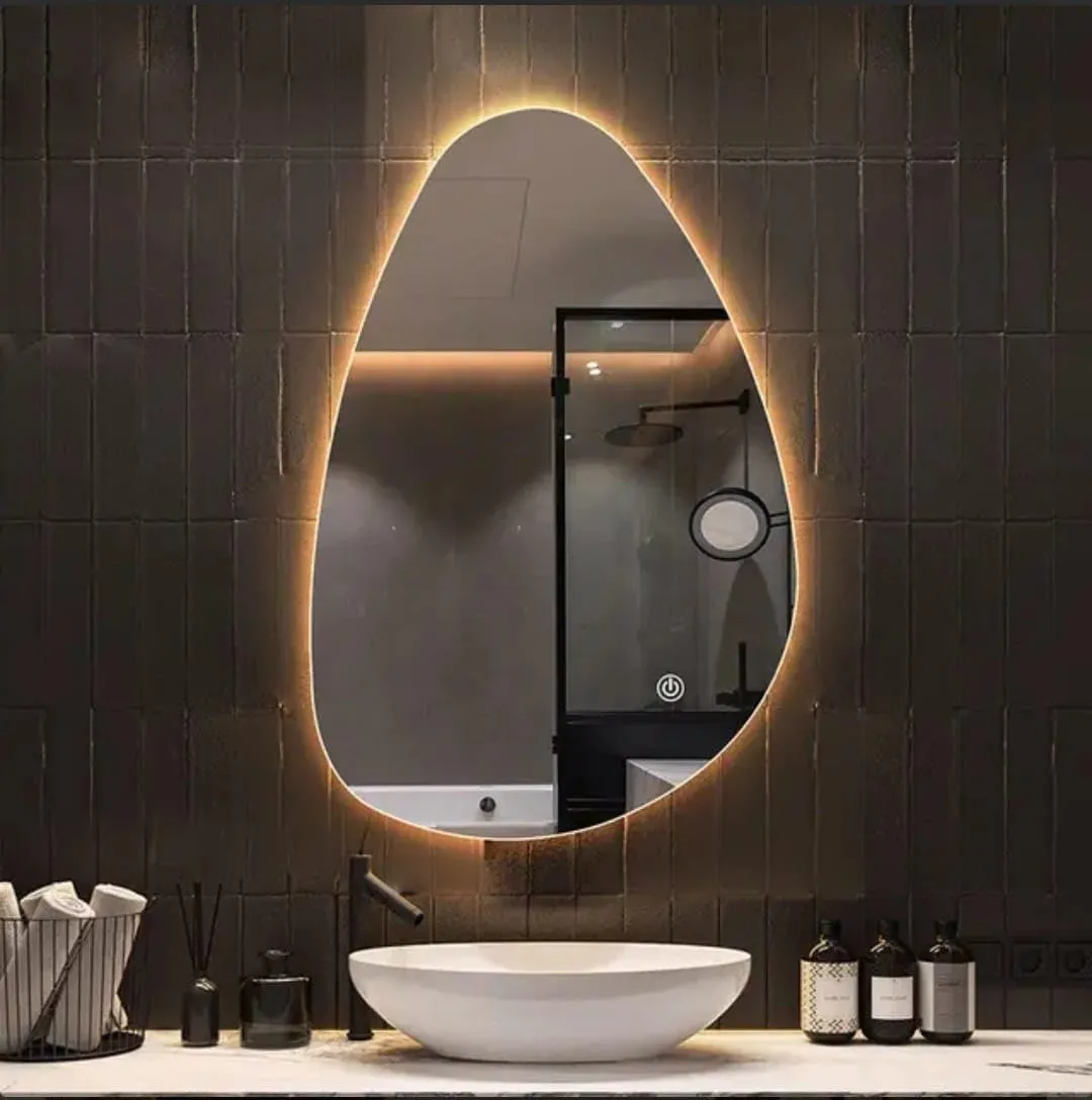 Quality Glass Bathroom LED Mirror with Touch Sensor, 3 Light Effects, Glass, Oval LED-82 (18 x 30 Inch)