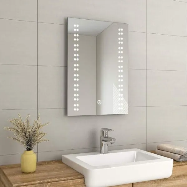 Quality Glass Bathroom LED Mirror with Touch Sensor, 3 Light Effects, Glass, Rectangular LED-43 (24 x 42 Inch)