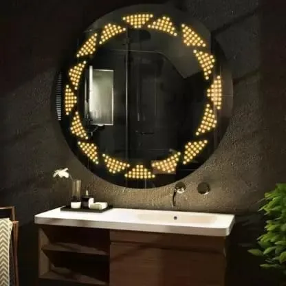 Quality Glass Bathroom LED Mirror with Touch Sensor, 3 Light Effects, Glass, Round LED-18 (18 x 18 Inch)