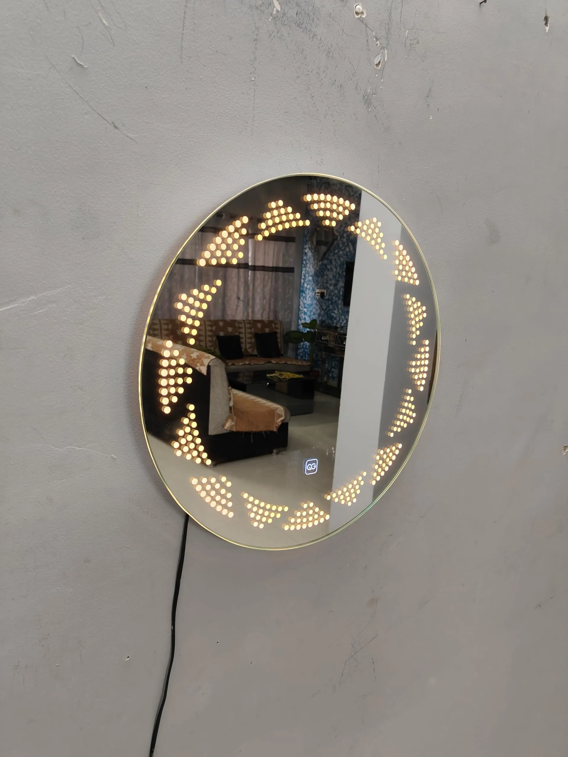 Quality Glass Bathroom LED Mirror with Touch Sensor, 3 Light Effects, Glass, Round LED-18 (18 x 18 Inch)