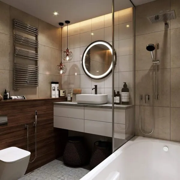 Quality Glass Bathroom LED Mirror with Touch Sensor, 3 Light Effects, Glass, Round LED-31 (18 x 18 Inch)