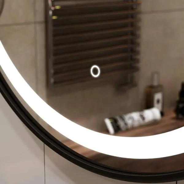 Quality Glass Bathroom LED Mirror with Touch Sensor, 3 Light Effects, Glass, Round LED-31 (18 x 18 Inch)