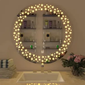 Quality Glass Bathroom LED Mirror with Touch Sensor, 3 Light Effects, Glass, Round LED-58 (24 x 24 Inch)