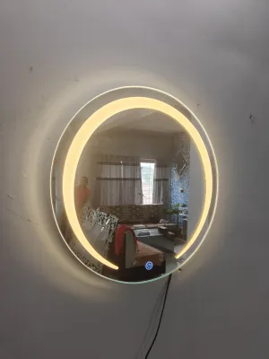 Quality Glass Bathroom LED Mirror with Touch Sensor, 3 Light Effects,3 Dimmer Glass, Round LED-12 (18 x 18 Inch)