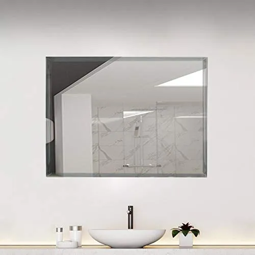 Quality Glass Frameless Decorative Bathrooms Glass Round Wall Mount Mirror ( Size 18 X 24 Inch, Transparent, Medium, MY-89M8-3OYK)