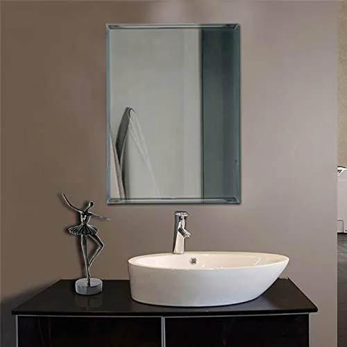 Quality Glass Frameless Decorative Bathrooms Glass Round Wall Mount Mirror ( Size 18 X 24 Inch, Transparent, Medium, MY-89M8-3OYK)