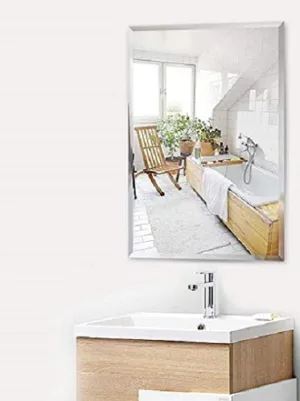 Quality Glass Frameless Glass Wall Mount Mirror (Silver, 12 x 18 Inch)