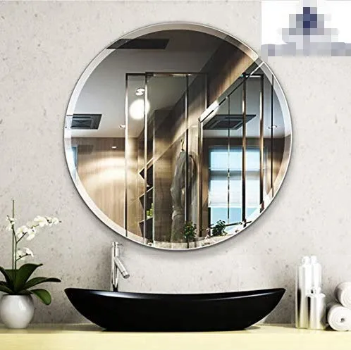 Quality Glass Glass Frameless Round Mirror for Wall Bathrooms Home (24 X 24 Inch, Silver) Unframed