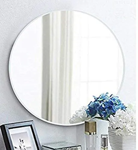 Quality Glass Glass Frameless Round Mirror for Wall Bathrooms Home (24 X 24 Inch, Silver) Unframed