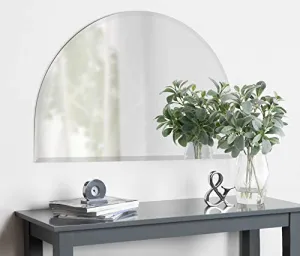 Quality Glass Half Round Frameless Decorative Mirror Glass for Wall Mirror (Silver, Size : 18 X 24 Inch) (QGFL 111)