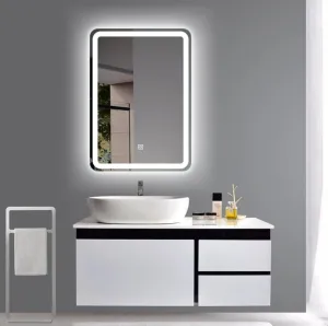 Quality Glass Rectangular LED Mirror for Bathroom - 18 x 24 Inch with Back Light, Touch Sensor, and 3 Light Effects LED 85