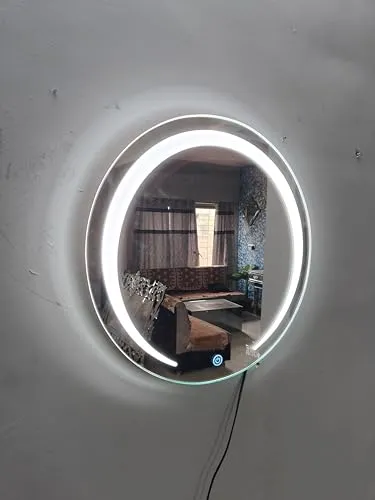 Quality Glass Round LED Mirror for Bathroom - 24 x 24 Inch with Back Light, Imported Touch Sensor   Dimmer, White Light, Cool Day Light, Warm Light - Total 3 Light Effects