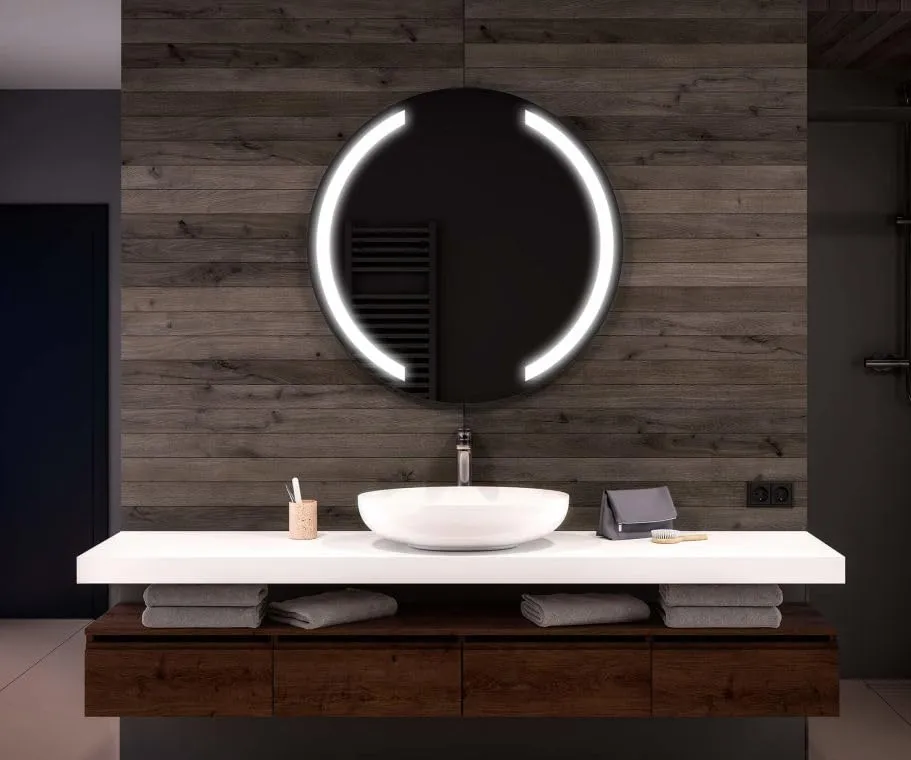 Quality Glass Round LED Mirror for Bathroom - 24 x 24 Inch with Back Light, Touch Sensor, and 3 Light Effects Led 13