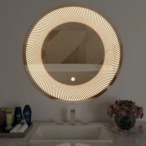 Quality Glass Round LED Mirror for Bathroom - 24 x 24 Inch with Back Light, Touch Sensor, and 3 Light Effects LED 16