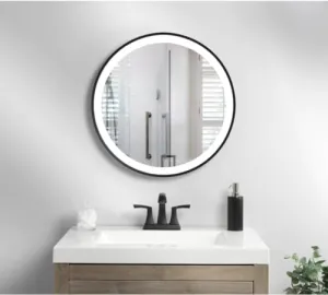 Quality Glass Round LED Mirror for Bathroom - 24 x 24 Inch with Back Light, Touch Sensor, and 3 Light Effects LED 73