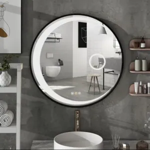 Quality Glass Round LED Mirror for Bathroom - 24 x 24 Inch with Back Light, Touch Sensor, and 3 Light Effects LED 74