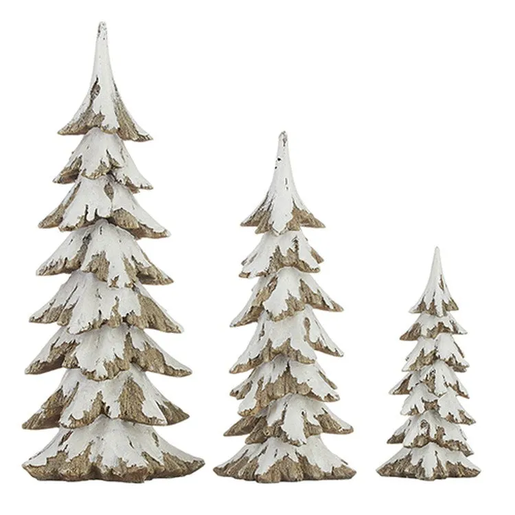 Raz Imports 2022 Winter Cottage 16.25" Snowy Tree, Set of 3