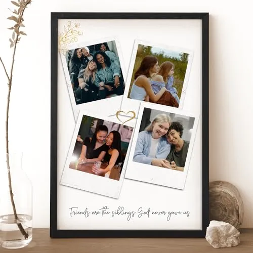 Ritwika's Personalized 4 Pictures Collage Frame With Custom Quote or Message | For Home Decor & Gift to Your Friends & Couples | In Two Size 9.5 x 13.5 Or 13.5 x 19.5 Inch, Set of 1