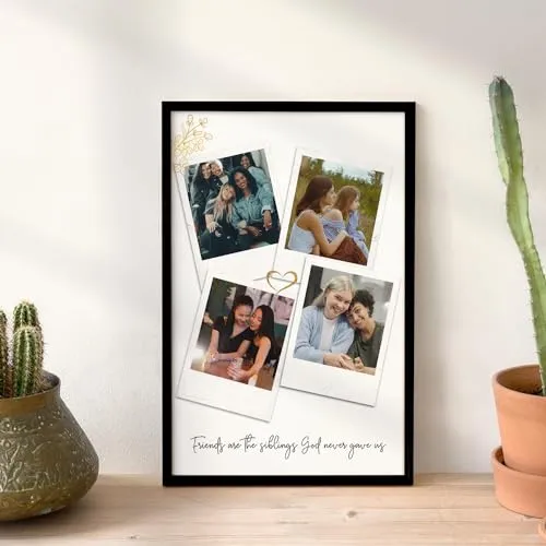 Ritwika's Personalized 4 Pictures Collage Frame With Custom Quote or Message | For Home Decor & Gift to Your Friends & Couples | In Two Size 9.5 x 13.5 Or 13.5 x 19.5 Inch, Set of 1