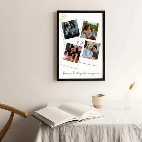 Ritwika's Personalized 4 Pictures Collage Frame With Custom Quote or Message | For Home Decor & Gift to Your Friends & Couples | In Two Size 9.5 x 13.5 Or 13.5 x 19.5 Inch, Set of 1