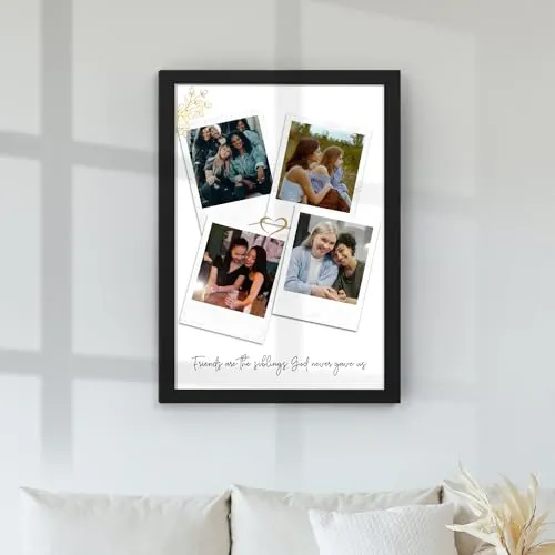 Ritwika's Personalized 4 Pictures Collage Frame With Custom Quote or Message | For Home Decor & Gift to Your Friends & Couples | In Two Size 9.5 x 13.5 Or 13.5 x 19.5 Inch, Set of 1