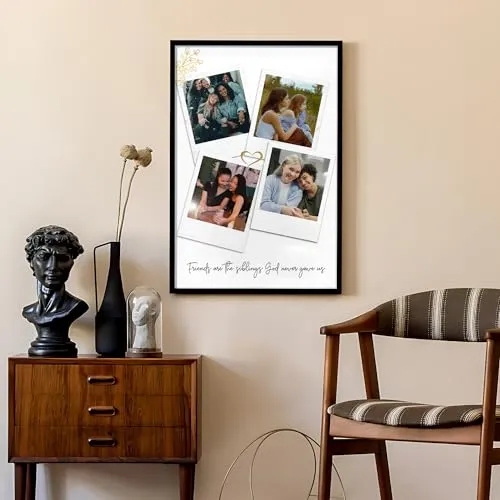 Ritwika's Personalized 4 Pictures Collage Frame With Custom Quote or Message | For Home Decor & Gift to Your Friends & Couples | In Two Size 9.5 x 13.5 Or 13.5 x 19.5 Inch, Set of 1