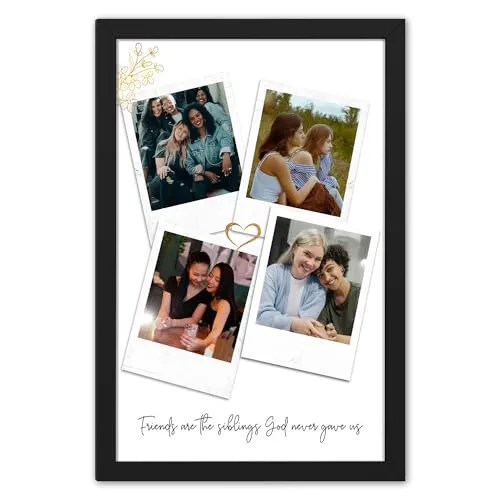 Ritwika's Personalized 4 Pictures Collage Frame With Custom Quote or Message | For Home Decor & Gift to Your Friends & Couples | In Two Size 9.5 x 13.5 Or 13.5 x 19.5 Inch, Set of 1