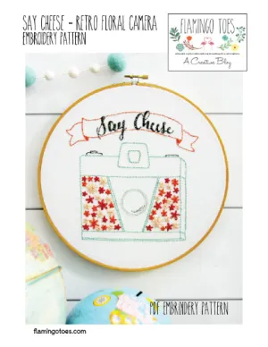 Say Cheese - Retro Floral Camera Embroidery PDF Pattern