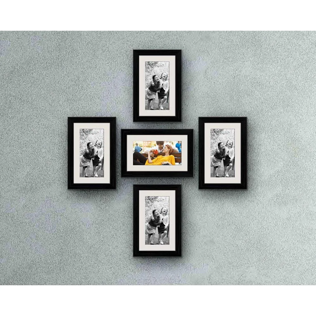 Stuthi Arts Photo Frame Set Size 6"x8" Black Chief 5 Pcs (Photo Size 5x7 inches 5 Units. (Hanging & Papper Mount) (Black)