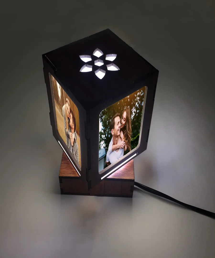 TheWhoop Personalized Photo Rotating Shadow Lamp Wooden Frame 17X14 cm Pack of 1