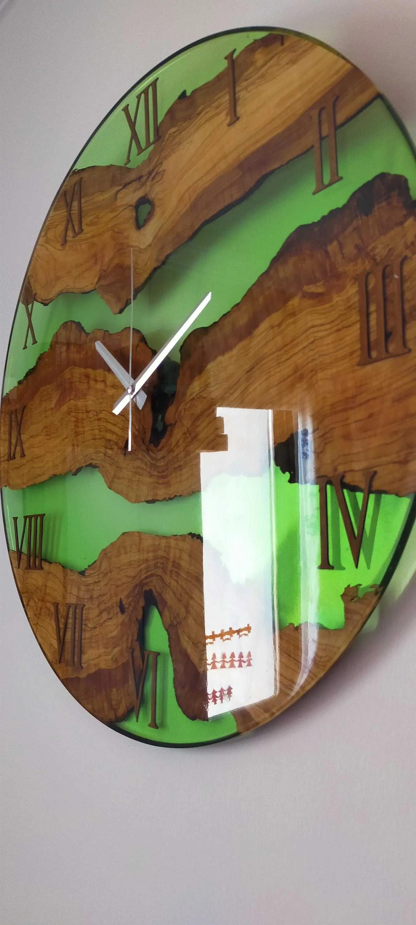 Transparent Epoxy & Olive Wood Wall Clock