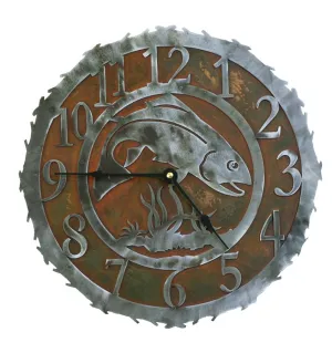 Trout Fish Handcrafted Rustic Metal Wall Clock - 12"